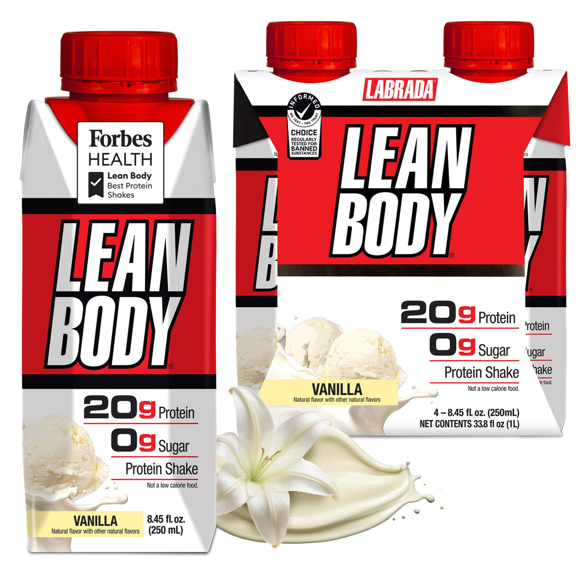 Lean Body Ready-to-Drink Salted Caramel Protein Shake, 40g Protein, Whey Blend, 0 Sugar, Gluten Free, 22 Vitamins & Minerals, 17 Fl Oz (Pack of 12)