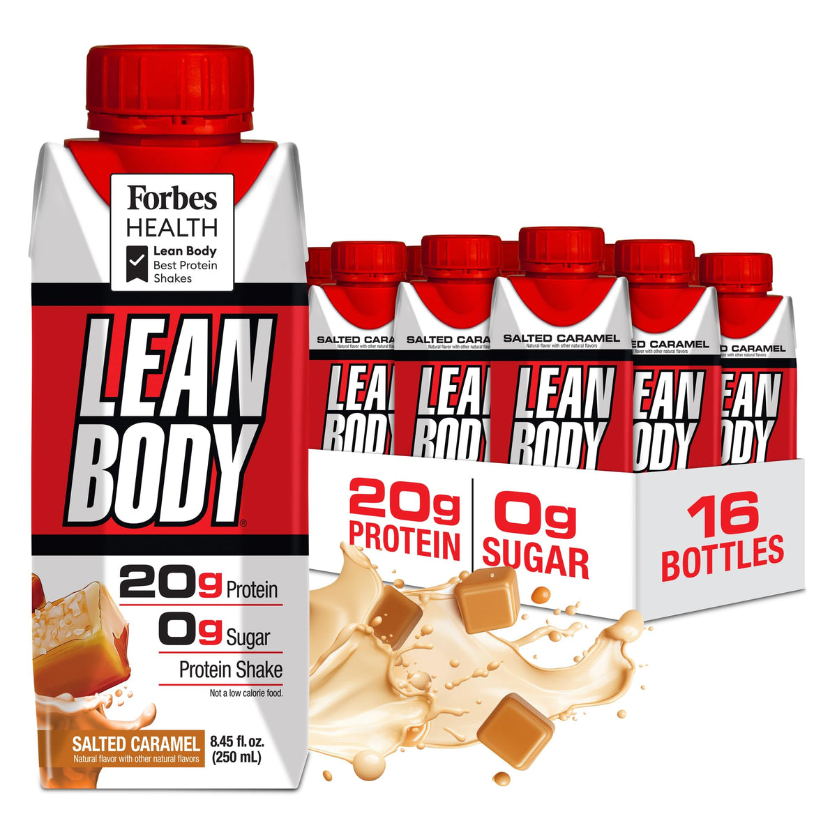 Lean Body Ready-to-Drink Salted Caramel Protein Shake, 40g Protein, Whey Blend, 0 Sugar, Gluten Free, 22 Vitamins & Minerals, 17 Fl Oz (Pack of 12)