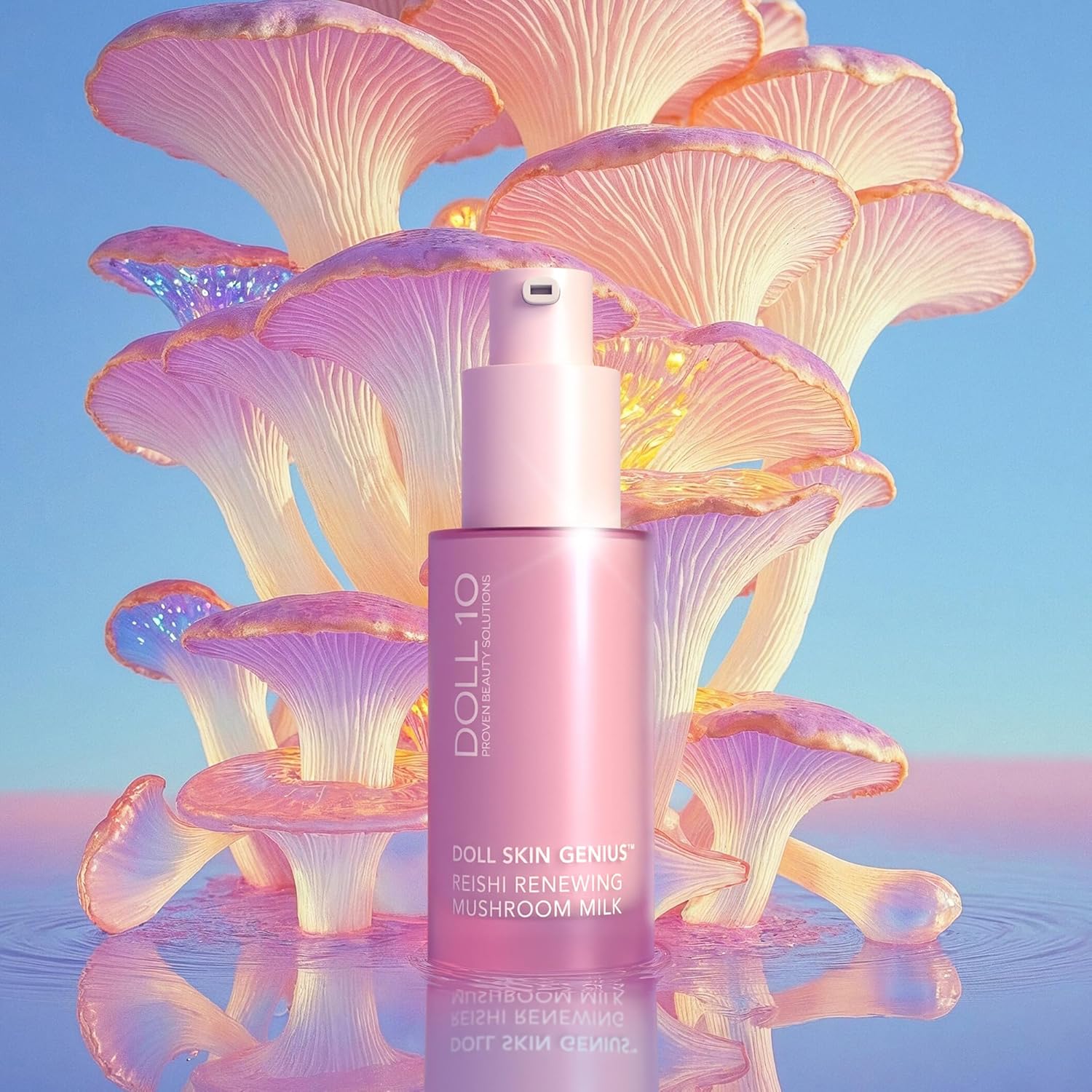Doll Skin Genius™ Reishi Renewing Mushroom Milk – Hydrating Face Serum w/Reishi, Chaga & Lion’s Mane – Anti-Aging, Barrier Repair & Soothing Skincare for Dry, Sensitive or Mature Skin - 30 Day Supply