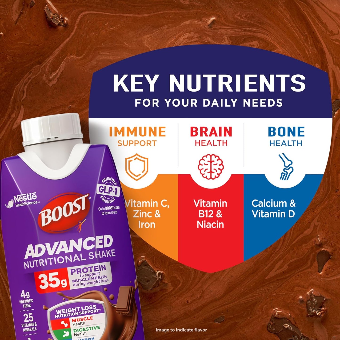 BOOST Advanced Nutritional Protein Shake, Weight Loss Nutrition Support*, 35g High Protein GLP-1 Friendly Shake, Ready to Drink - Rich Chocolate, 12-11 FL OZ (325 mL) Cartons